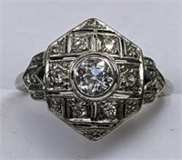 Ladies 14K White Gold Art Deco Diamond Ring