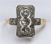 Ladies 14K Gold Art Deco Diamond Ring