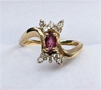 Ladies 14K Ruby & Diamond Ring