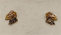 Black Hills Gold 14K 3 Tone Leaf Earrings