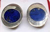 Vintage Sterling Ladies Inlay Blue Lapis Earrings