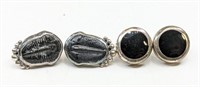 Vintage Sterling Mexico Trilobite & Black Earrings