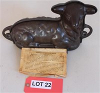 Cast Iron Lamb Mold w/ Griswold Recipe