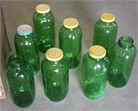 (8) Green Water Jars w/ marked ounces