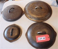 (4) Cast Iron Covers 12, 8, 9, 2 qt. markings