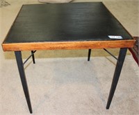 Leather Top Folding Wood Card Table