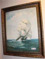 Sailing Vessel in Ornate Frame by Marshall Johnson