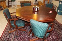 Poker Table w/ (4) Swivel Chairs on Rollers