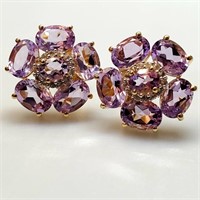$300 Silver Amethyst And White Topaz(7.4ct) Earrin