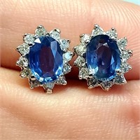 $6100 14K  Sapphire(2.25ct) Diamond(0.32ct) Earrin