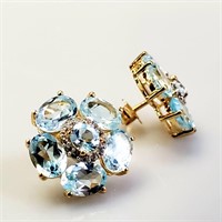 $300 Silver Blue And White Topaz(10ct) Earrings