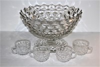 American Fostoria Punch Bowl w/ 4 Cups