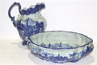 Antique Victoria Ware Ironstone Flow Blue Set