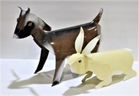 2 Metal Yard Art - Goat & Bunny