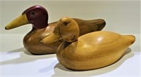 2 Carved Wooden Ducks