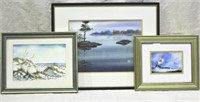 3 Framed Ocean Scene Prints, 13x11", 15x12", and