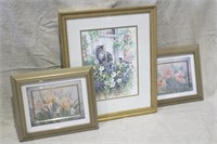 3Fframed Floral Prints (2) 10x12", 15x18"