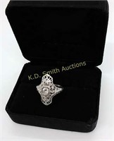 Antique 18KT Gold & Diamond Filigree Ring