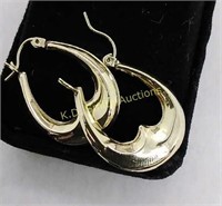 Pr 10KT Gold Hoop Pierced Earrings  (1.4 grams)