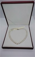 16" Hand Knotted Pearl Necklace w/OB (pearls
