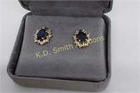 Pr 14KT Gold , Sapphire & Diamond Pierced