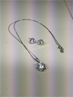Sterling Silver & Crystal Necklace & Earring