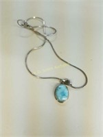 sterling chain w/ sterling white / blue stone