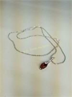sterling chain w/ sterling amber stone pendant