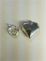(2) Sterling Silver Heart Pendants