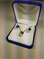 Sterling Silver Pearl Earrings & Necklace