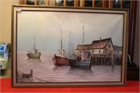 CANVAS BOAT PAINTING - SIGNED