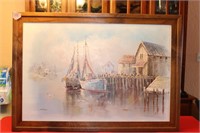 CANVAS BOAT PAINTING - SIGNED