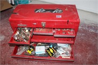 STACK-ON RED METAL TOOLBOX W/CONTENTS