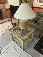Glass Top Lamp Table and Lamp