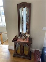 Hall Mirror and Glass Door Cabinet