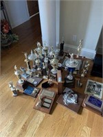 Large Lot of Trophies and Tray