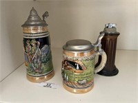Two German Steins and Table Lighter