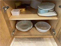 Two Cabinets of Tupperware and Miscellaneous