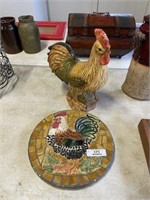 Ceramic Rooster and Stepping Stone