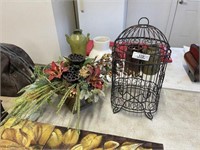Decorative Bird Cage & Flower Arrangement