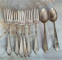 Sterling 6 forks and 2 spoons  189 g.