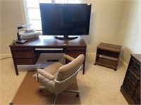 Desk, Chair, Mat, Printer, and Stand
