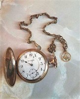 Illinois Watch Co 17j pocket watch and chain