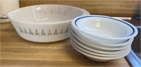6 Pyrex Bowls & Fire King Baking Dishes