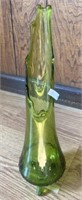 Green Art Glass Vase 14 Inches