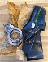 Gun Holster & Hand Cuffs, Has Wear