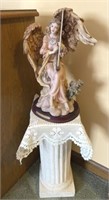 Pedestal Plant Stand 16" & Ceramic Angel