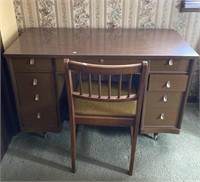 Mcm Desk 46x21x30 & Chair, Some Staining On Seat