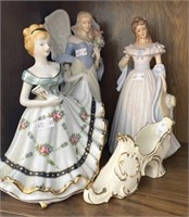Porcelain & Ceramic Lady & Shoe Figurines