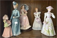 4 Porcelain & Ceramic Lady Figurines